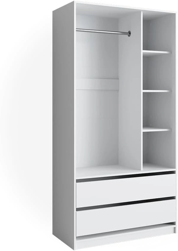 Garde-robe Enfant Elmo Blanc 100x200cm avec 2 Tiroirs - Rangement Id¨¦al pour V¨ºtements