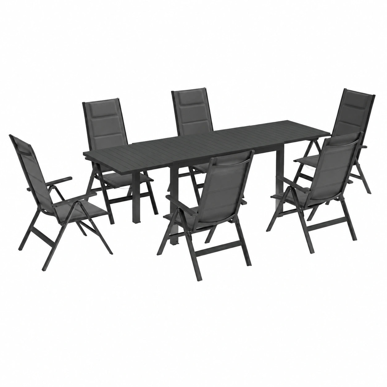 Ensemble de Jardin Extérieur 7 Pièces avec Table Extensible et Chaises Pliantes