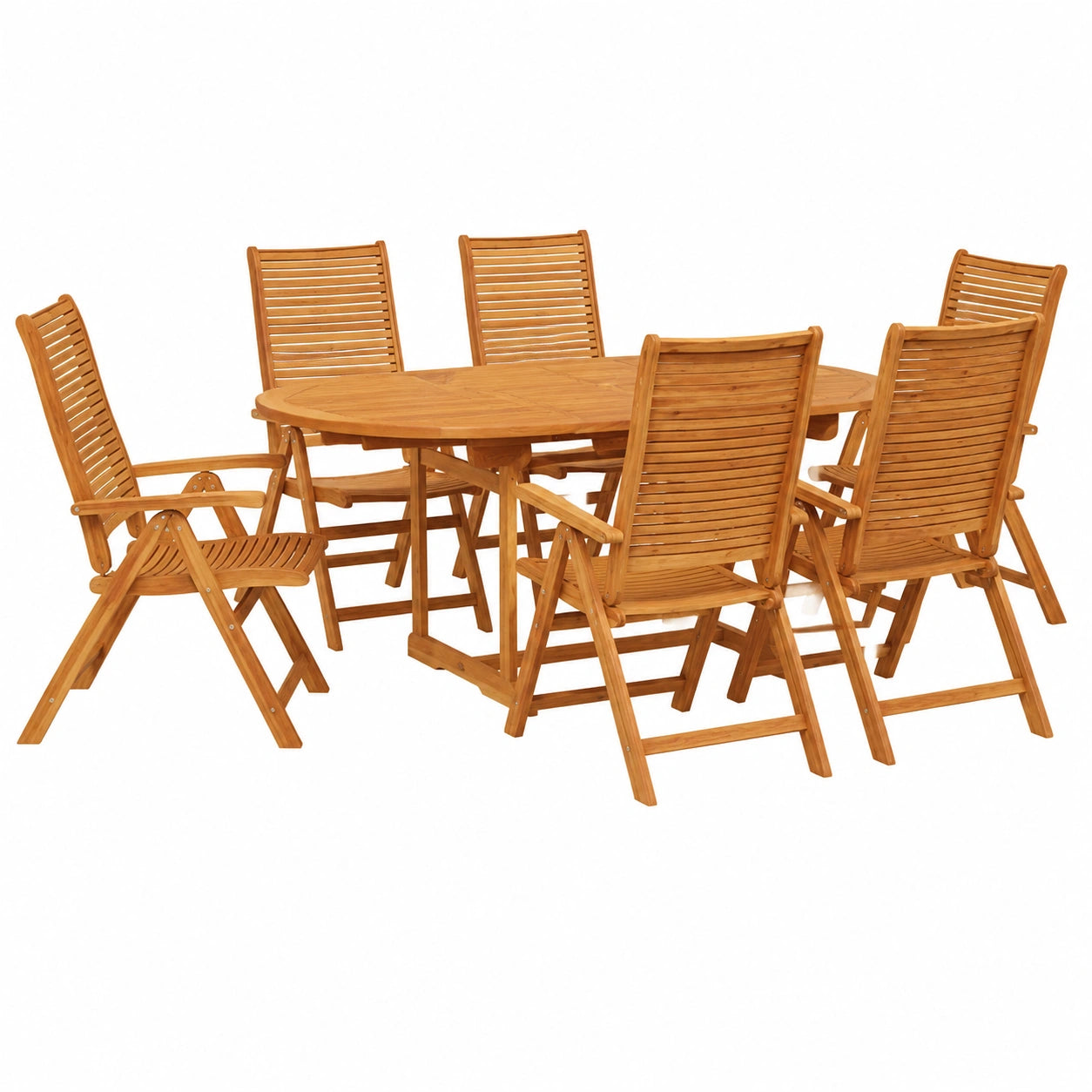 Ensemble de Repas Extérieur 7 Pièces en Bois Marron avec Sièges Beiges