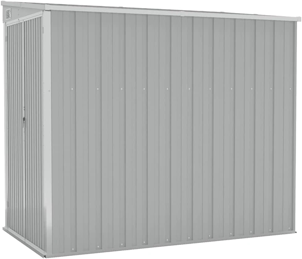 Remise de Jardin Mural en Acier Gris 118x194x178 cm pour Outils et ¨¦quipement Ext¨¦rieur