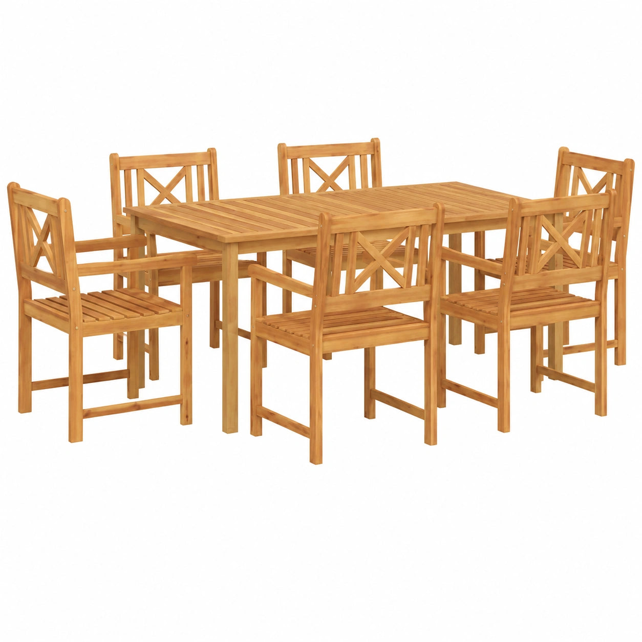 Ensemble de Jardin 7 pièces en Bois Rustique Marron