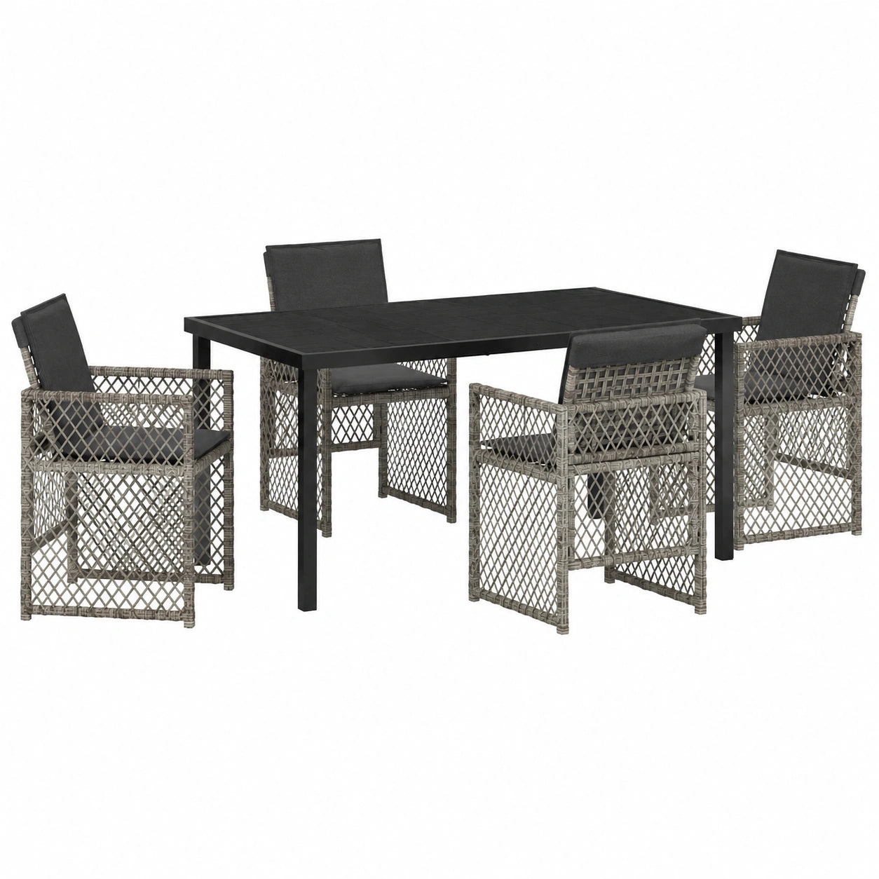 Ensemble de Repas Extérieur en Polyrotin Gris pour Jardin Urbain