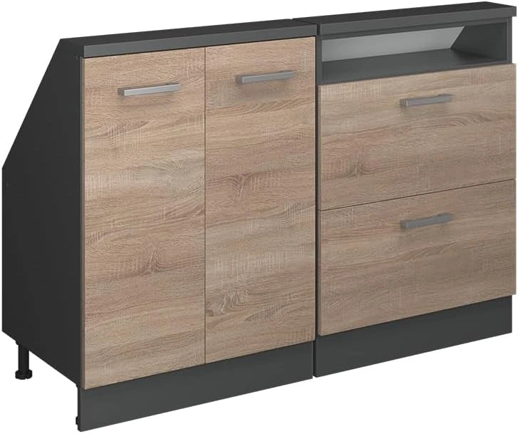 Vicco Rion Ensemble de Meubles Bas pour Combles, Sonoma/Anthracite, 120x46 cm, Lot de 2