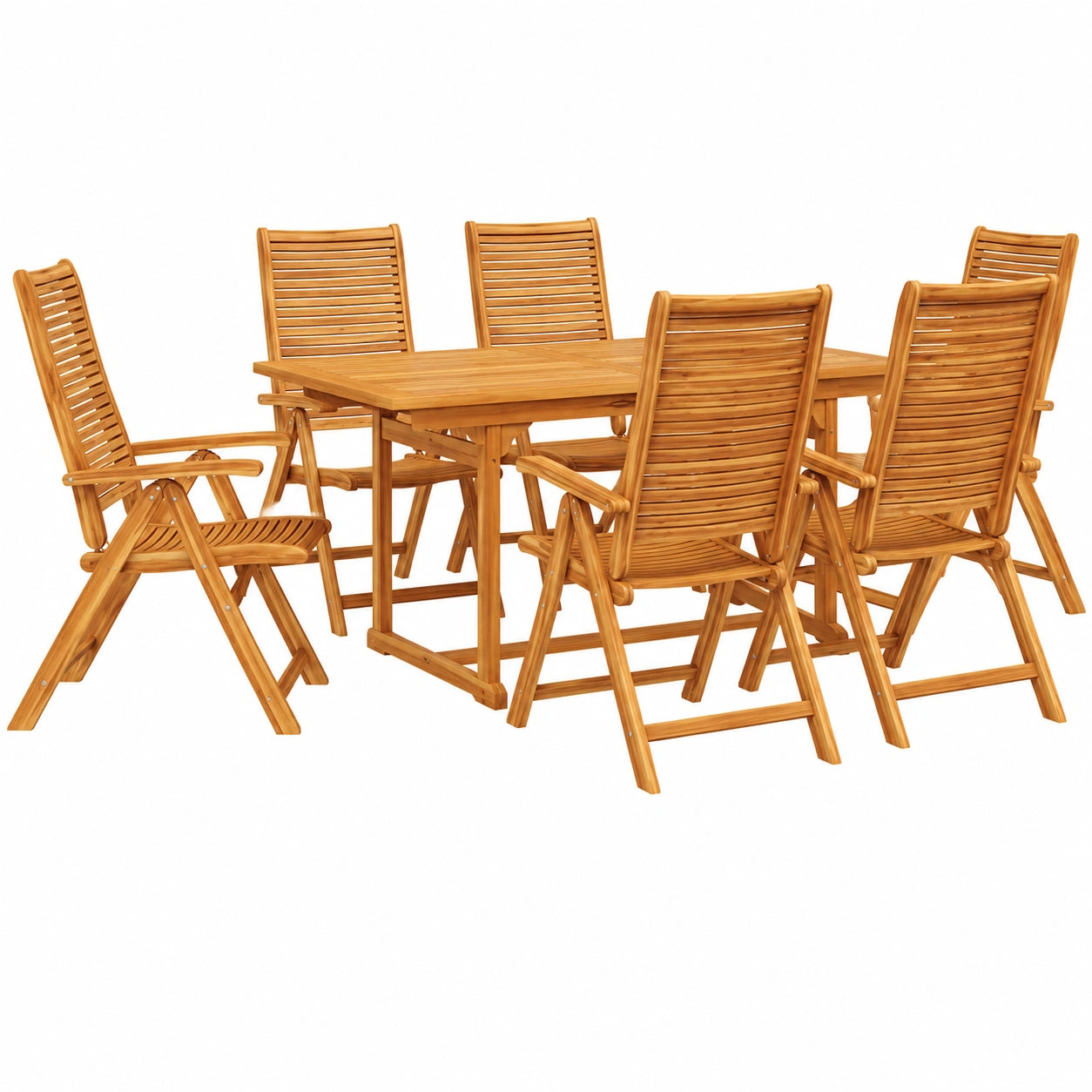 Set de Jardin 7 Pièces en Acacia avec Table Pliante et Chaises
