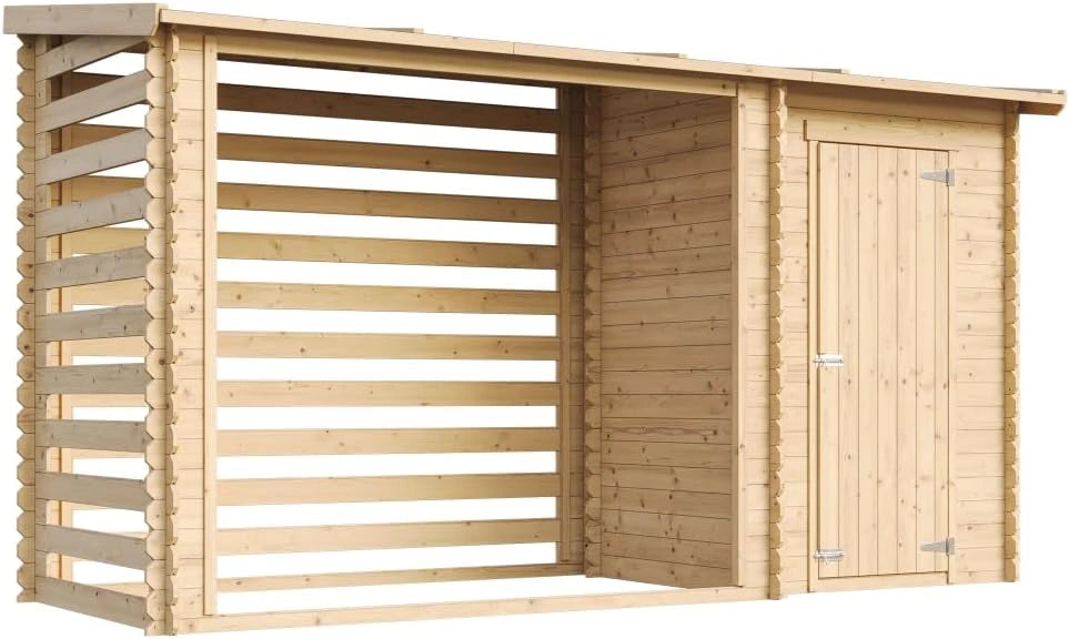 Abri de Jardin TIMBELA M205 avec Toit Plat pour Stockage Ext¨¦rieur - 344 x 130 cm