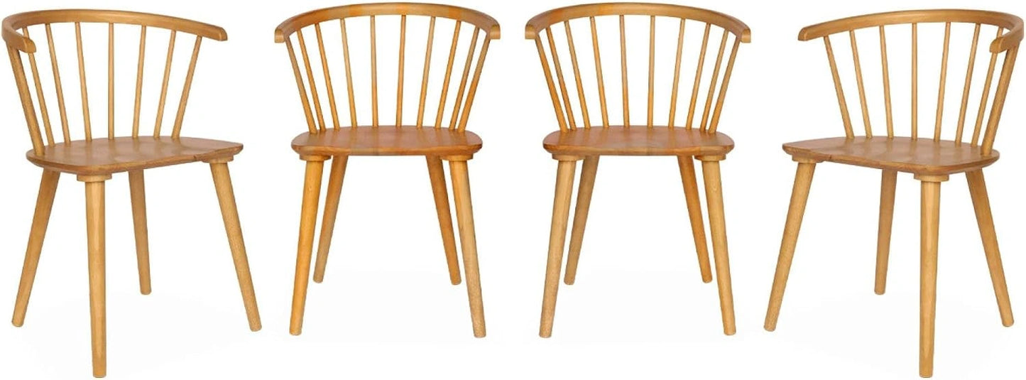 Ensemble de 4 Chaises en Bois Naturel avec Dossier ¨¤ Barreaux - Mod¨¨le Paula, L 51 x P 53 x H 75 cm
