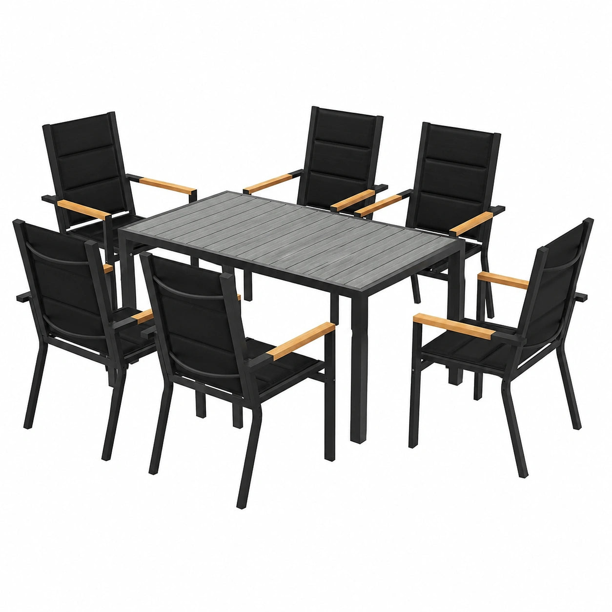 Ensemble de Jardin Extérieur pour 6 Personnes avec Table et Chaises Empilables