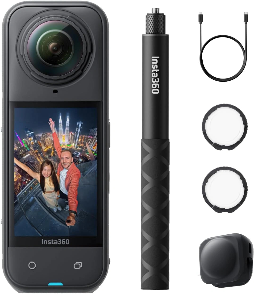 Insta360 X5 - Cam¨¦ra 360¡ã 8K ¨¦tanche avec Prot¨¨ge-Objectifs, Perche Invisible, Performances en Basse Lumi¨¨re, Autonomie 3h, Audio Clair, Stabilisation Avanc¨¦e