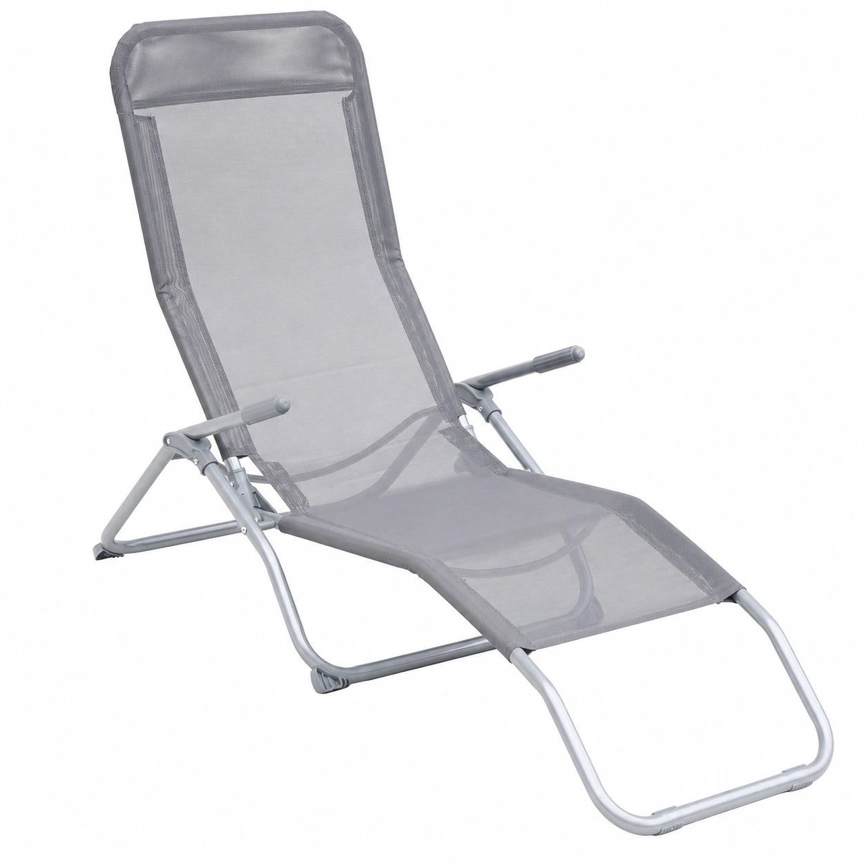 Lot de 2 chaises longues pliables - Gris anthracite - Textilène 2 positions