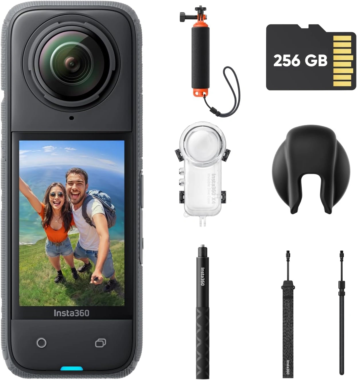 Cam¨¦ra d'Action 360¡ã Insta360 X4 - Ensemble Plong¨¦e Invisible 8K, Vid¨¦o Grand Angle 4K, Perche Selfie, Protecteurs d'Objectifs, Autonomie 135 Min, Stabilisation IA