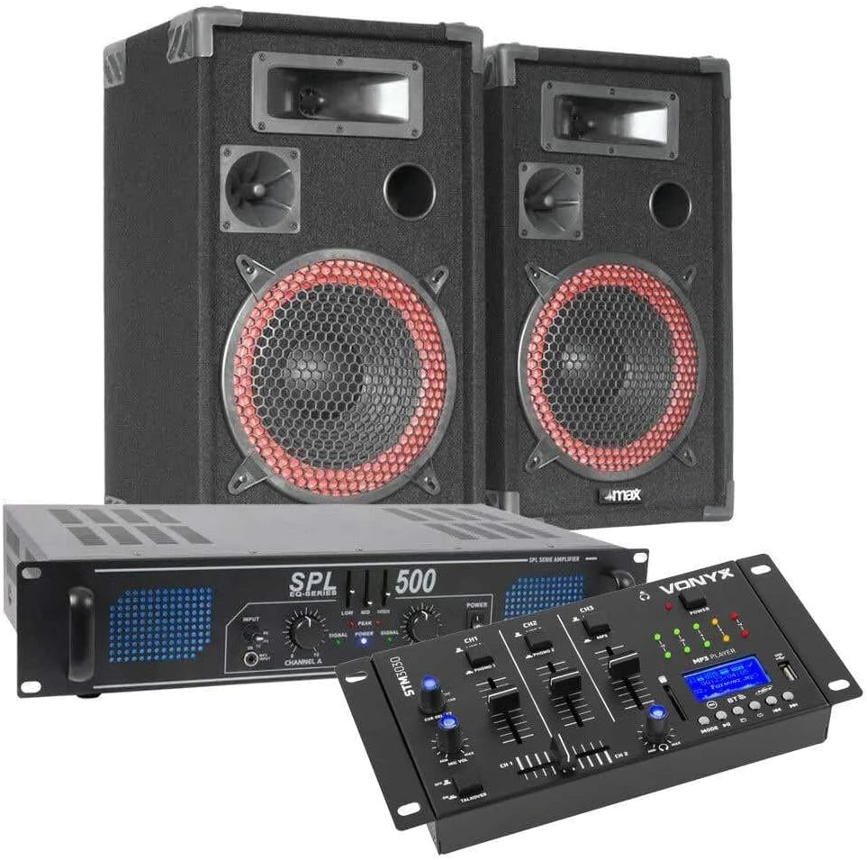 Ensemble DJ VONYX SKYTEC - Enceinte 500W, Amplificateur 2x250W avec Mixeur
