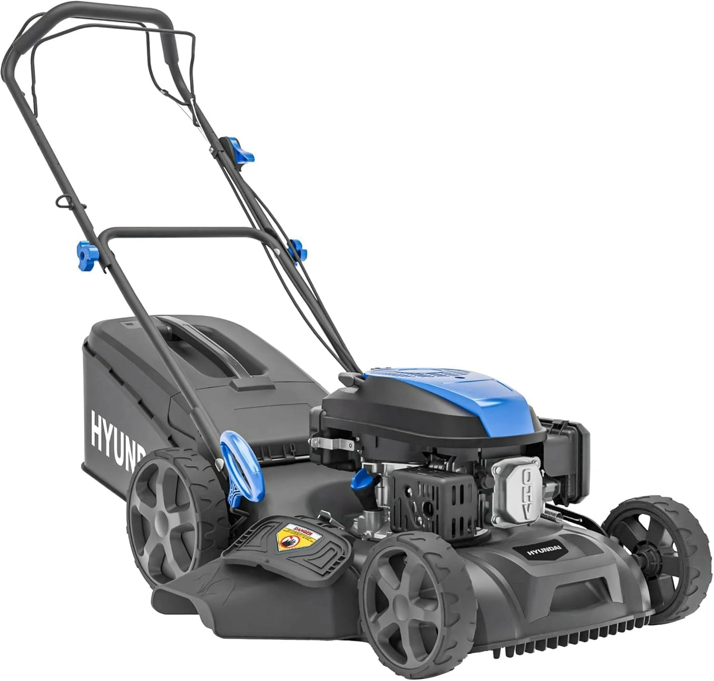 Tondeuse ¨¤ Gazon Autotract¨¦e Hyundai 46 cm, 139 cm3 3,7 CV, 4 Temps, Bac 60 L, Coupe Mulching 4-en-1, Acier, Garantie 3 Ans