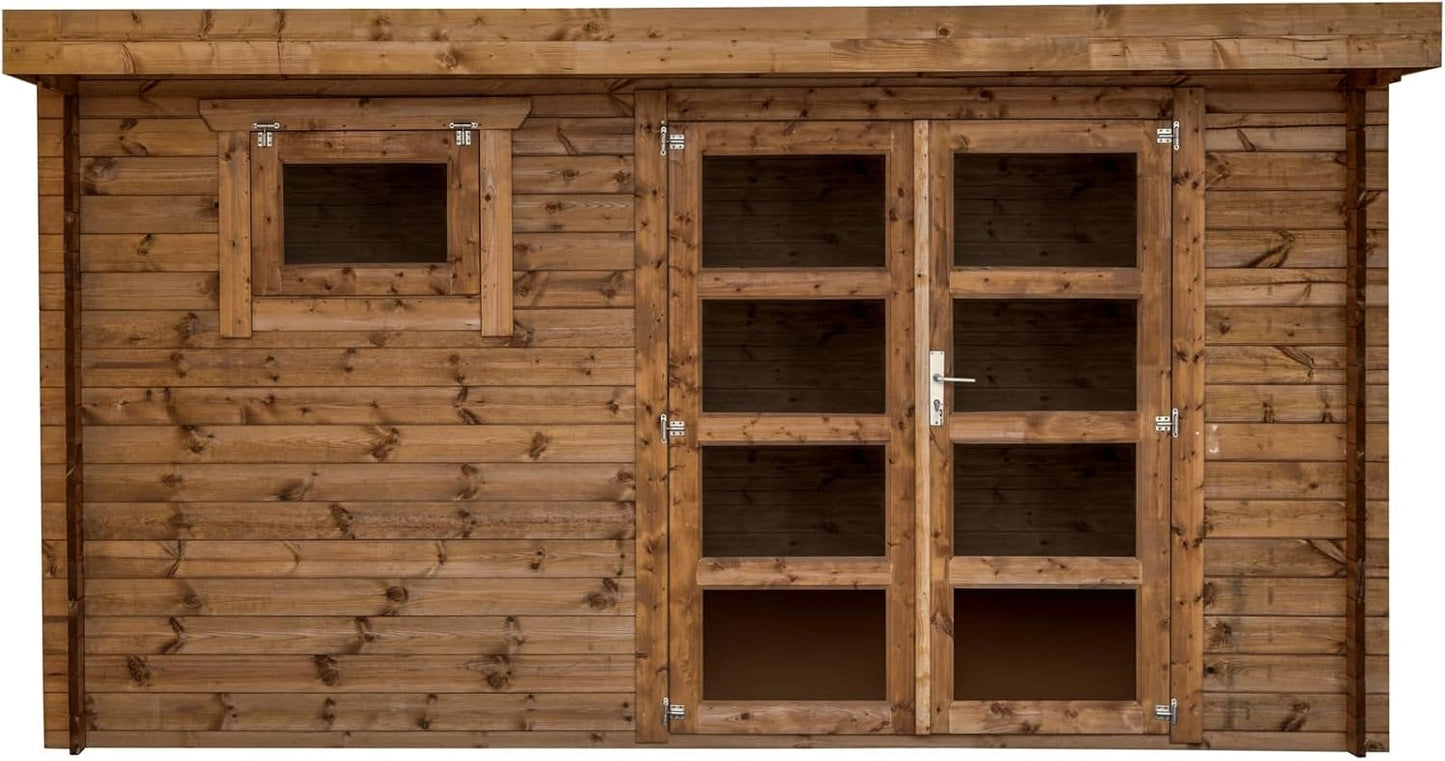 Chalet de Jardin en Bois 28mm, Surface Utilisable 9.9m2, Mod¨¨le INT042