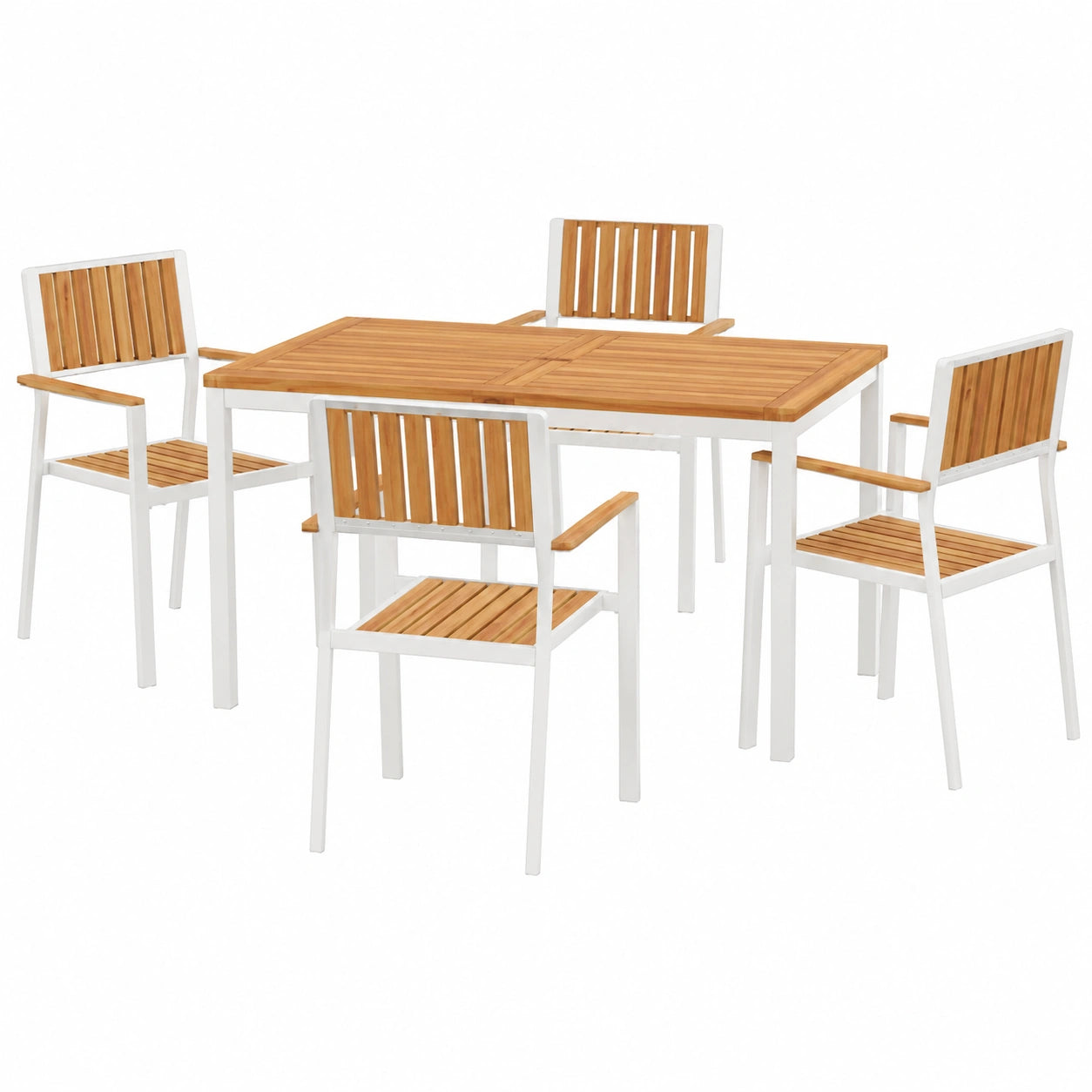 Ensemble de Repas Extérieur 5 Pièces en Bois d'Acacia Massif Marron