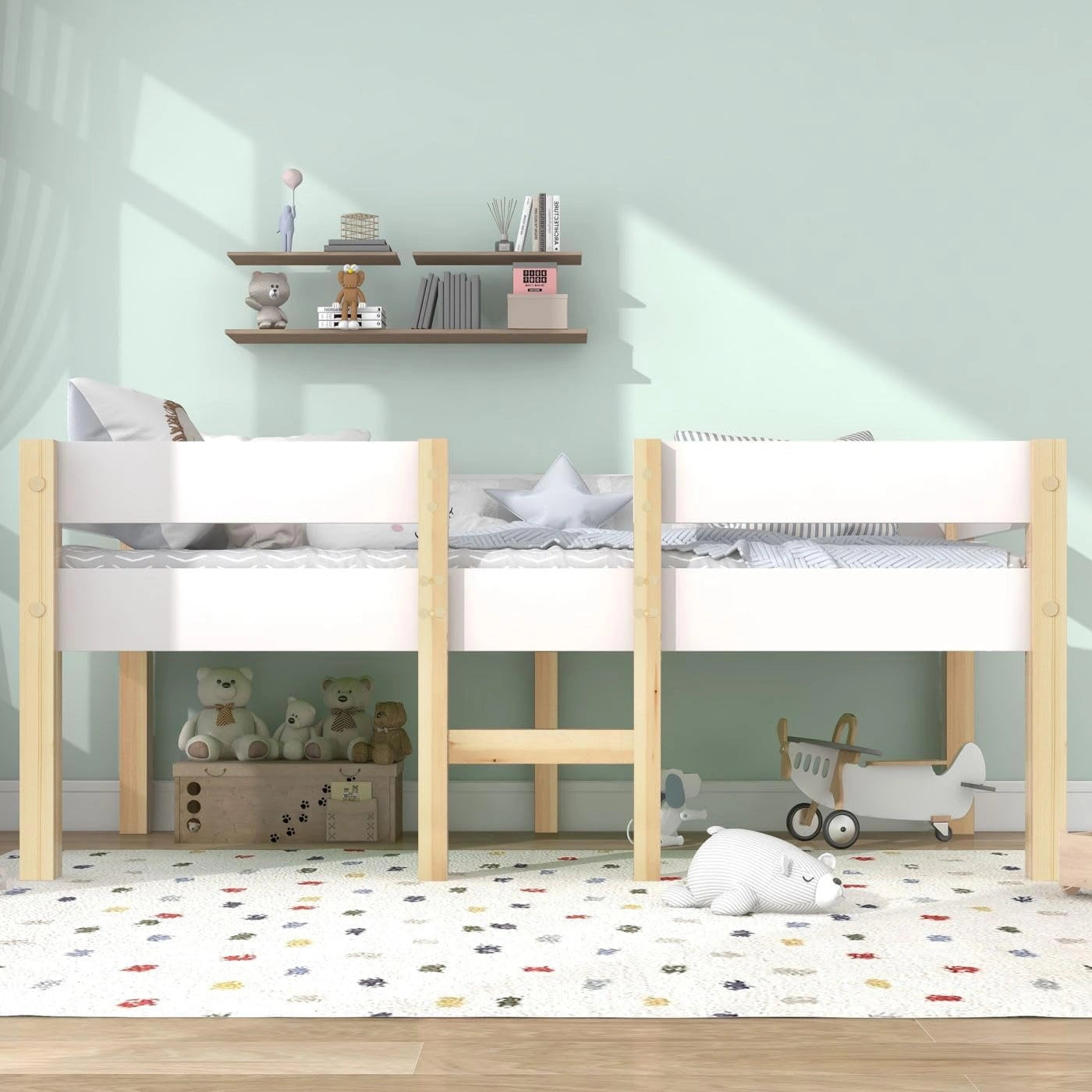 Lit Enfant 90x200 cm en Bois Massif avec Barri¨¨re de S¨¦curit¨¦, Moderne et Polyvalent, Blanc