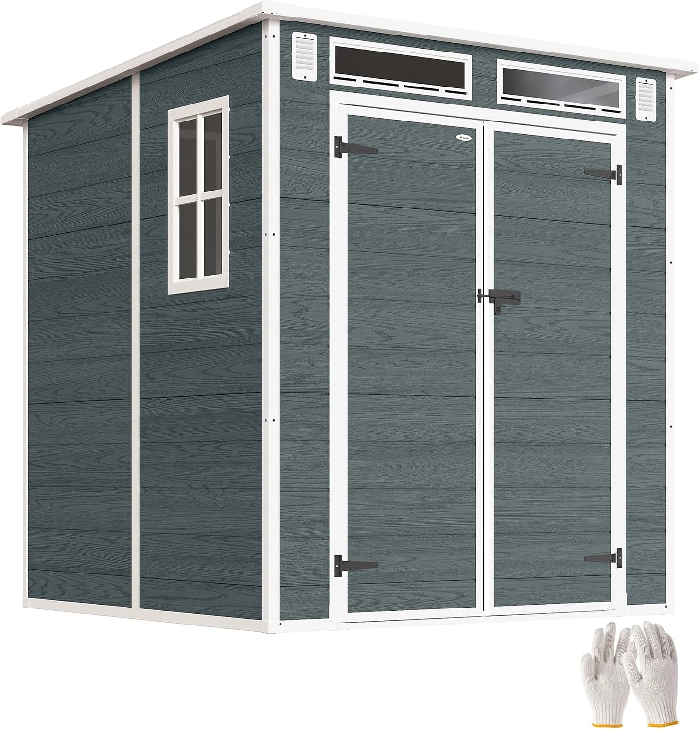 Abri de Jardin en R¨¦sine 3,3 m2 avec Porte Double et Fen¨ºtres Anti-UV