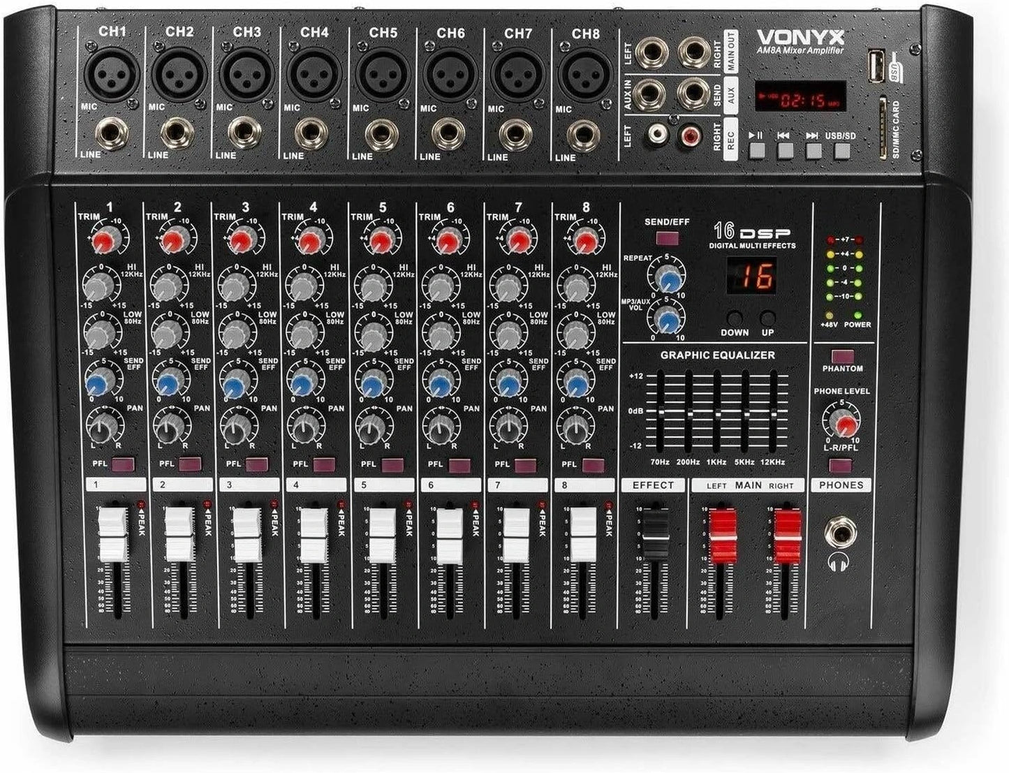 Table de Mixage 8 Canaux VONYX AM8A 1000W avec Bluetooth et USB