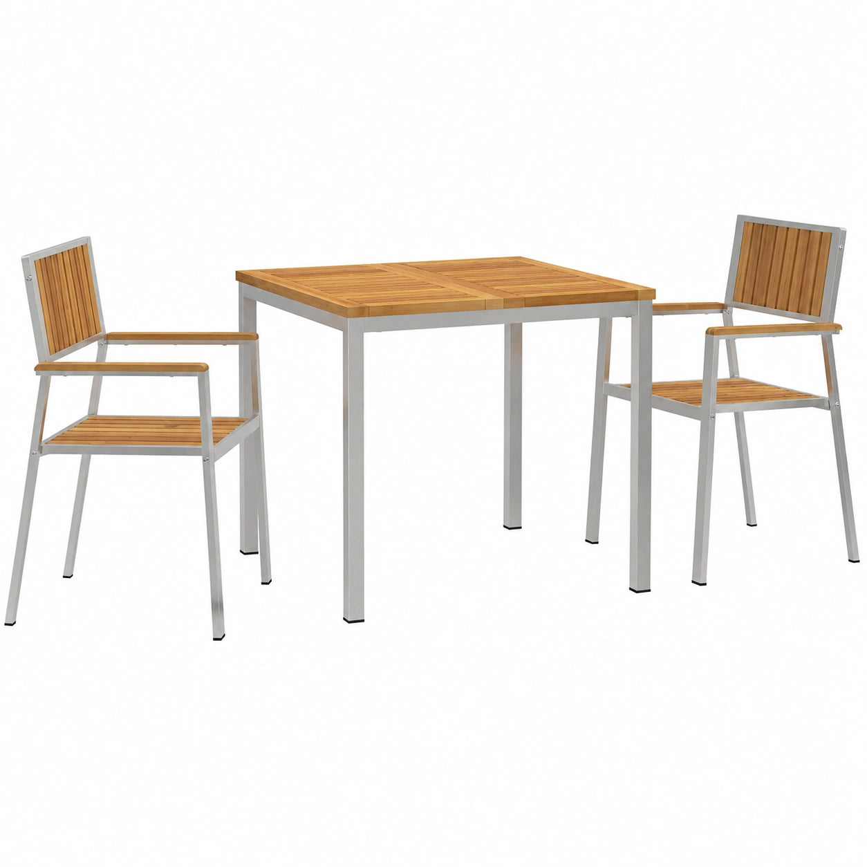 Ensemble de Repas Extérieur en Bois d'Acacia Marron pour 2 Personnes