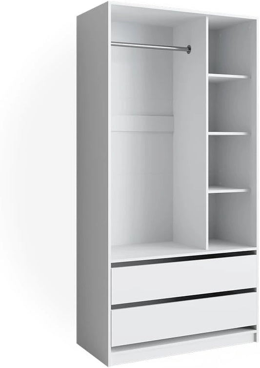 Garde-robe Enfant Elmo Blanc 100x200cm avec 2 Tiroirs - Rangement Id¨¦al pour V¨ºtements