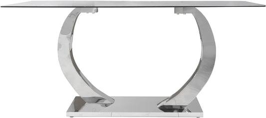 Table ¨¤ Manger Rectangulaire en M¨¦tal et Verre Chrom¨¦ 160x90x75 cm