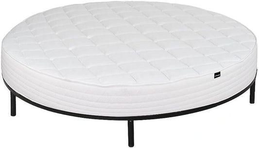 Lit Rond Roma 220 x 220 cm avec Sommier et Matelas 25 cm d'¨¦paisseur