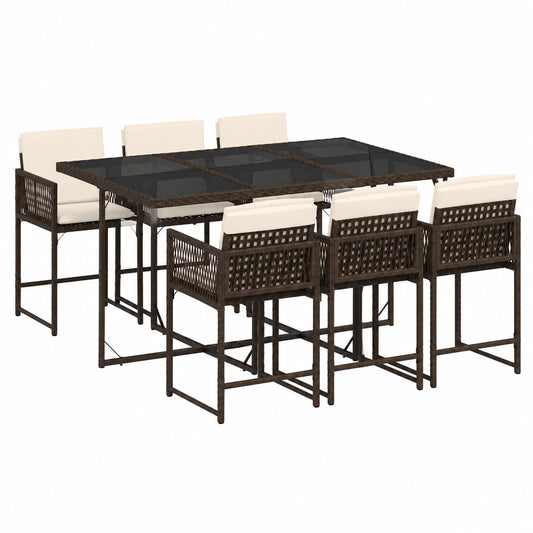 Ensemble de Salle à Manger de Jardin avec Coussins, Table et Chaises Rabattables en Résine Tressée