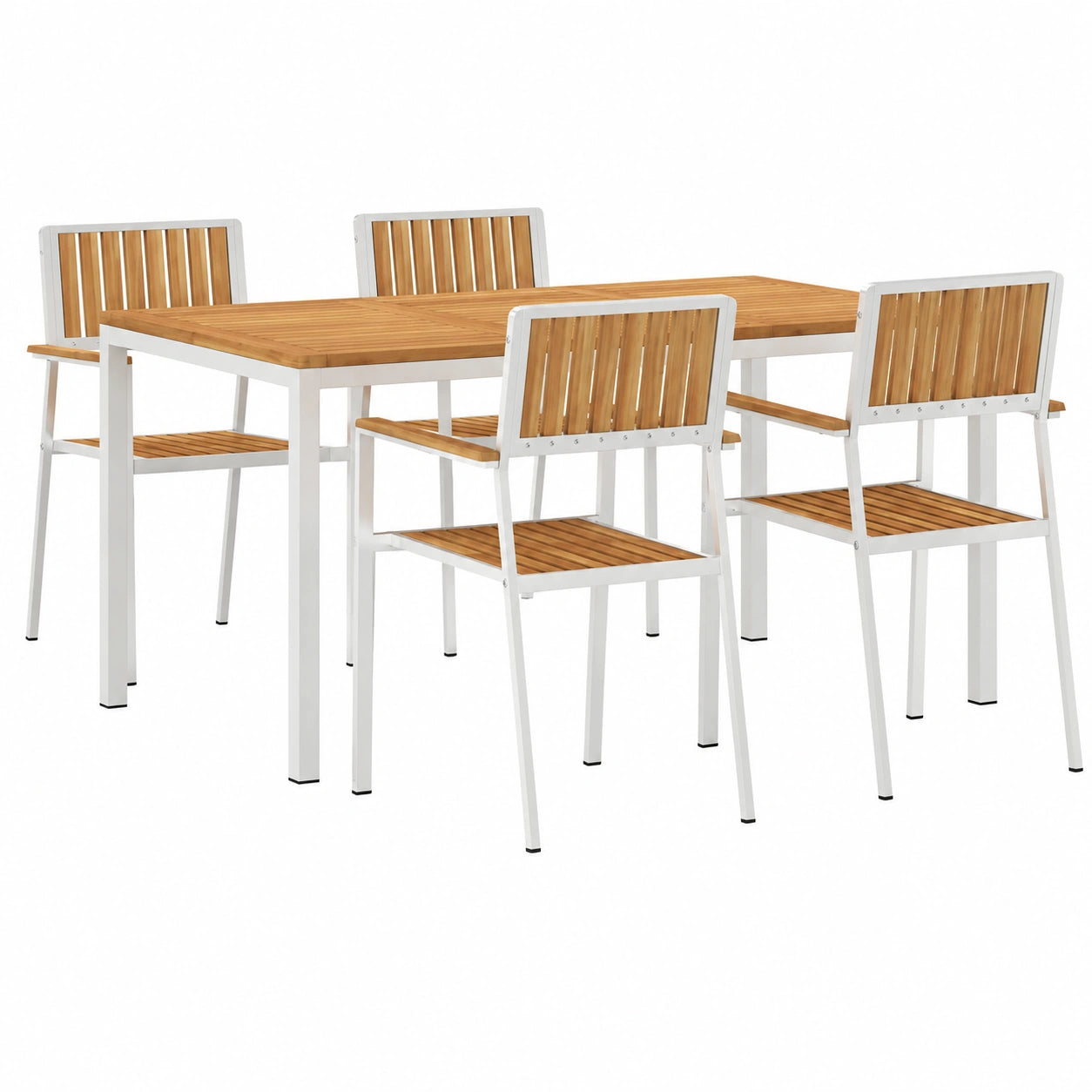 Ensemble de Salle à Manger Extérieur en Teck et Acier Inoxydable