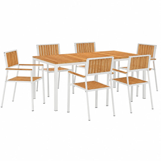 Ensemble de Salle à Manger Extérieur 7 Pièces en Bois de Teck Massif
