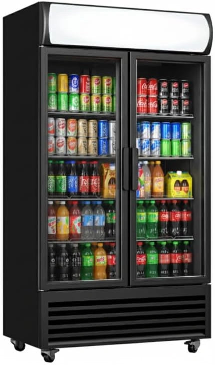 Armoire ¨¤ Boissons R¨¦frig¨¦r¨¦e 568L, Double Portes Vitr¨¦es, +1¡ãC ¨¤ +10¡ãC, ¨¦clairage LED, 8 ¨¦tag¨¨res R¨¦glables