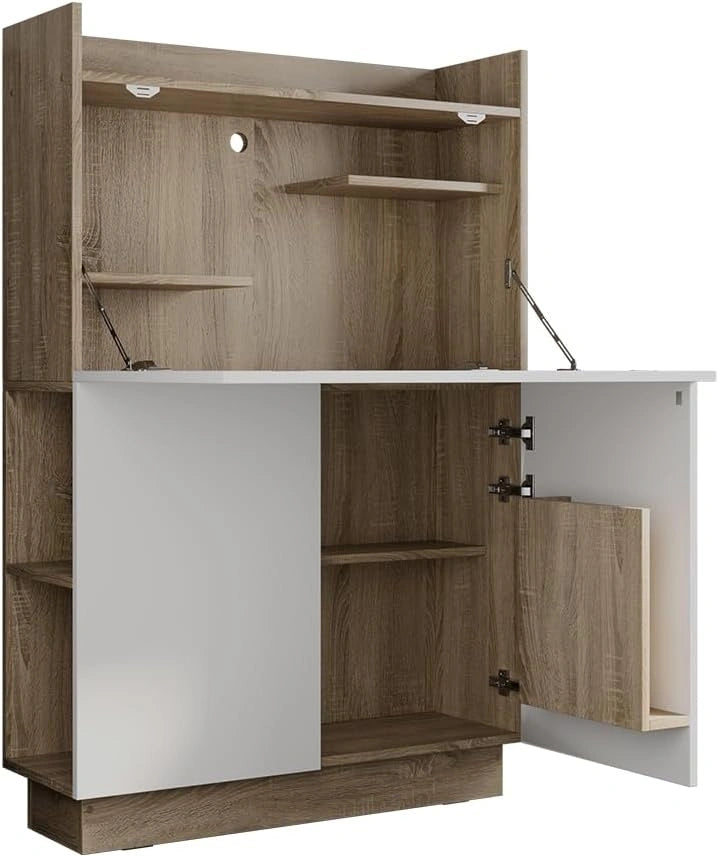 Bureau Secr¨¦taire Vicco Alena, Compact avec Rangement, 85x27 cm, Sonoma