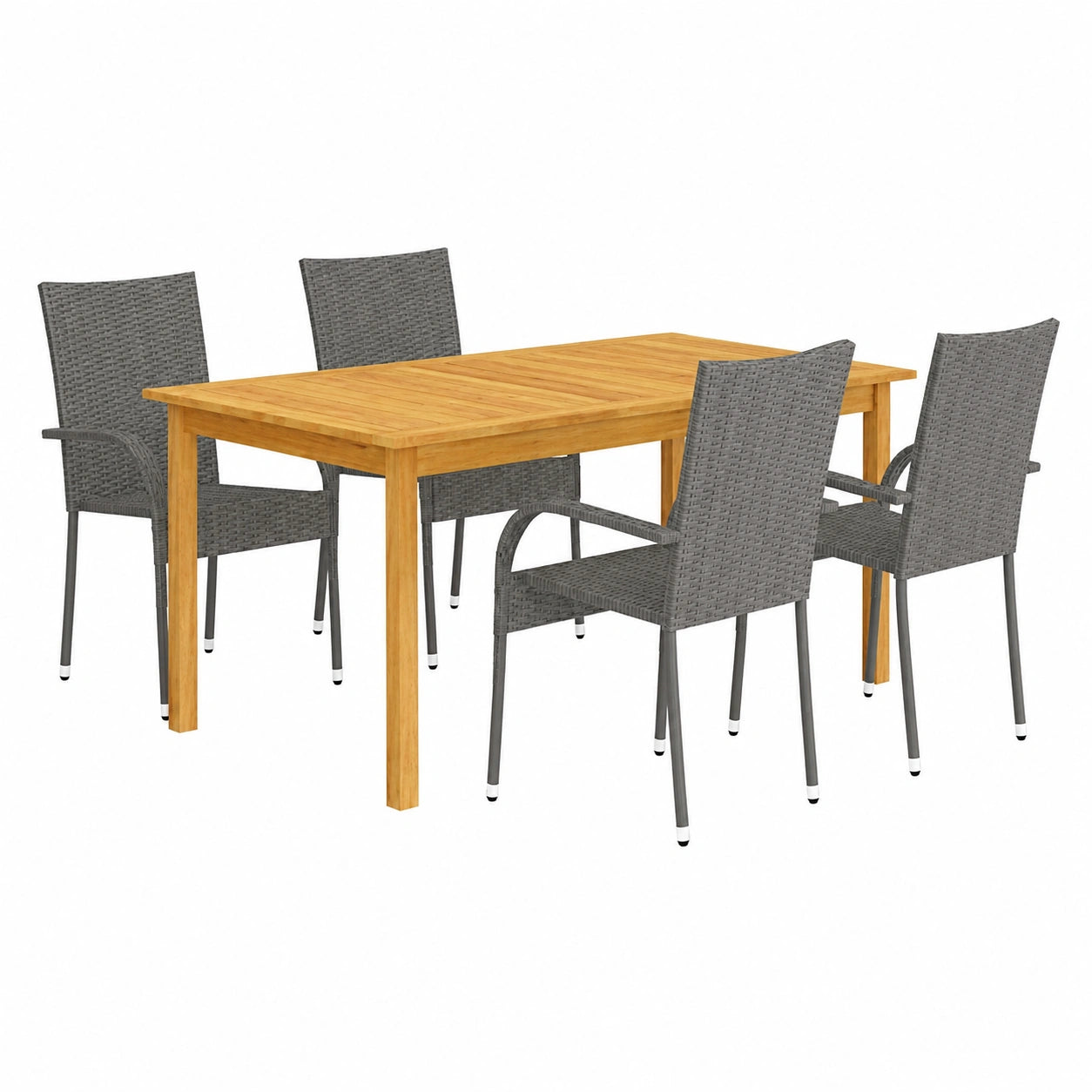 Ensemble de Mobilier de Jardin 5 Pièces avec Table et Chaises de Patio