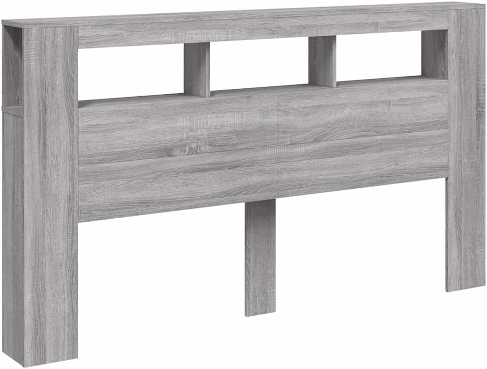 T¨ºte de lit LED avec rangement en bois gris sonoma 180x18,5x103,5 cm