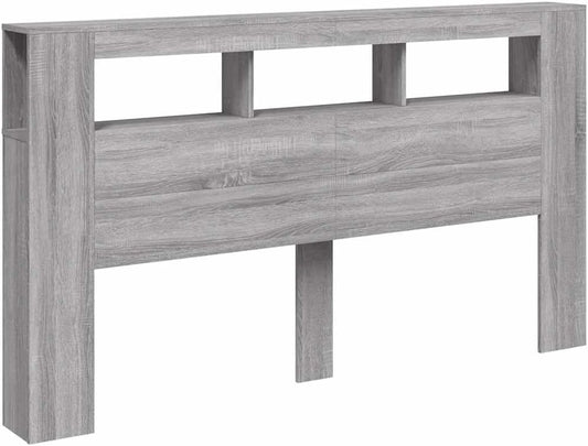 T¨ºte de lit LED avec rangement en bois gris sonoma 180x18,5x103,5 cm