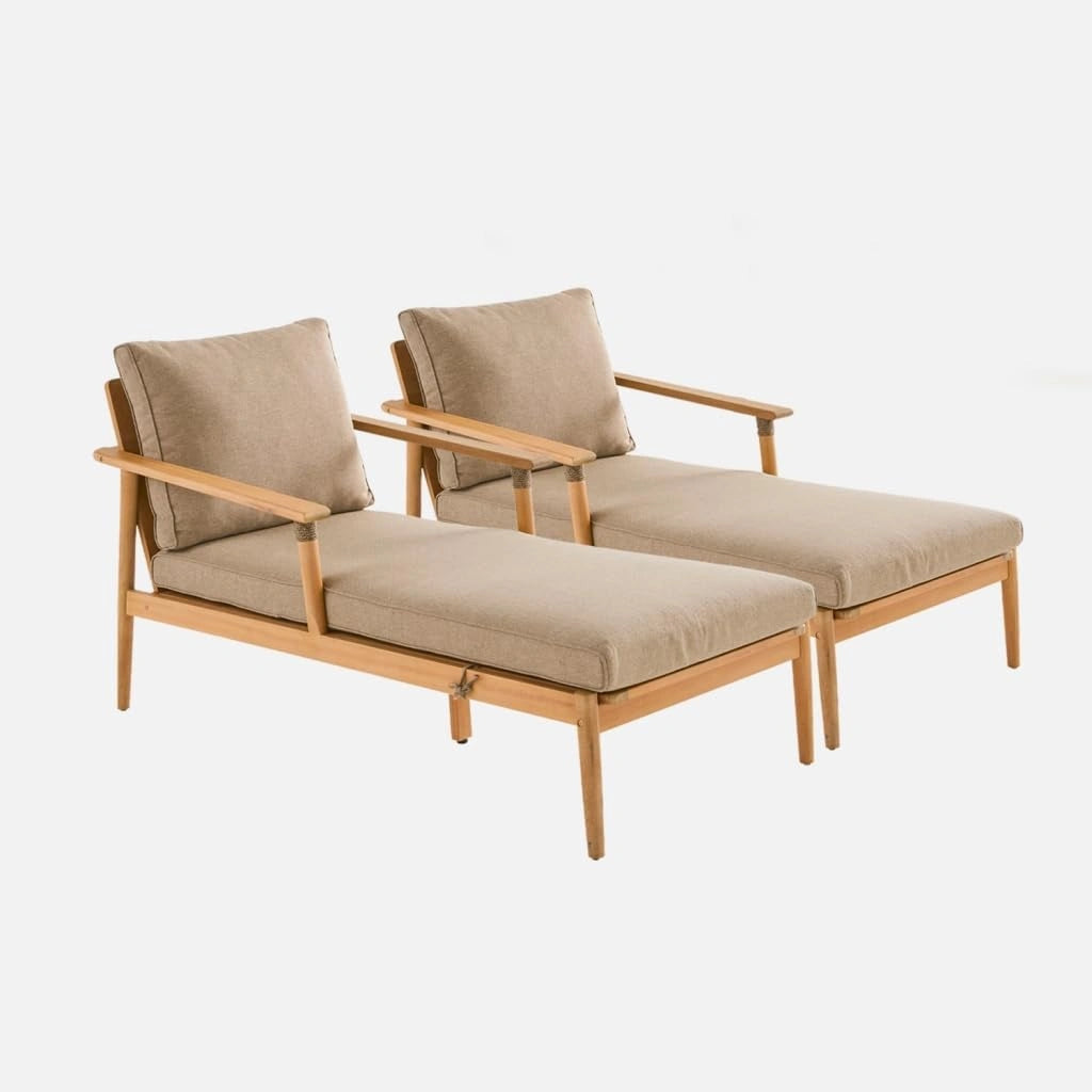 Transat Double en Bois d'Acacia et Corde Marron - Mod¨¨le Cordelia