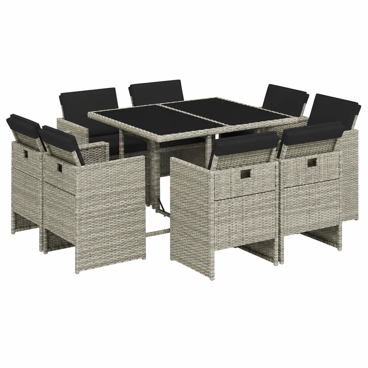 Ensemble de Salle à Manger d'Extérieur avec Coussins, 9 Pièces