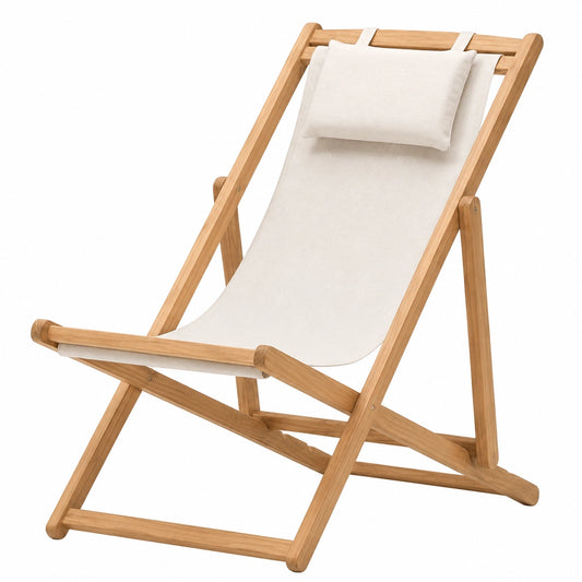 Chaise longue pliante en bois inclinable