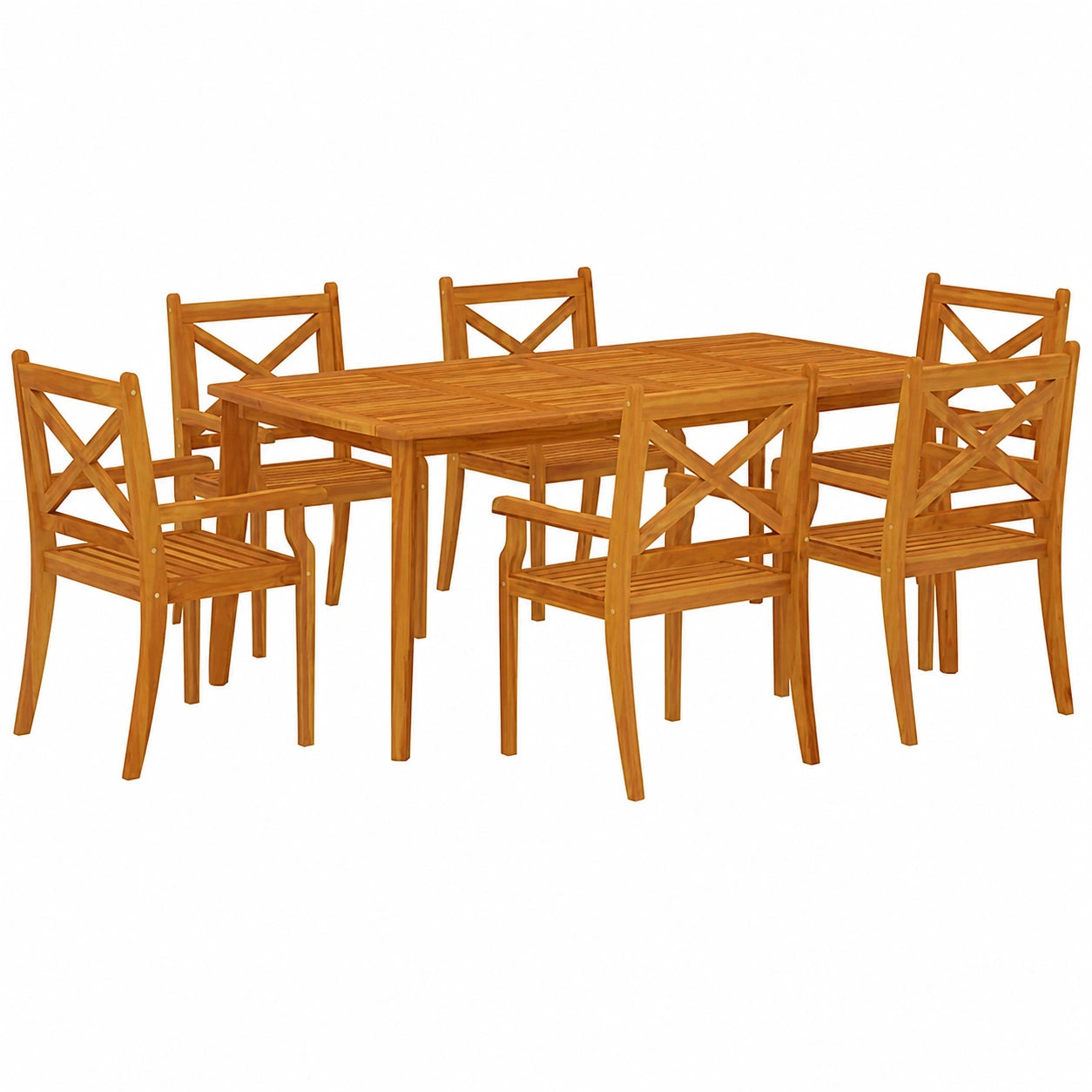 Ensemble de Repas Extérieur 7 Pièces en Bois d'Acacia
