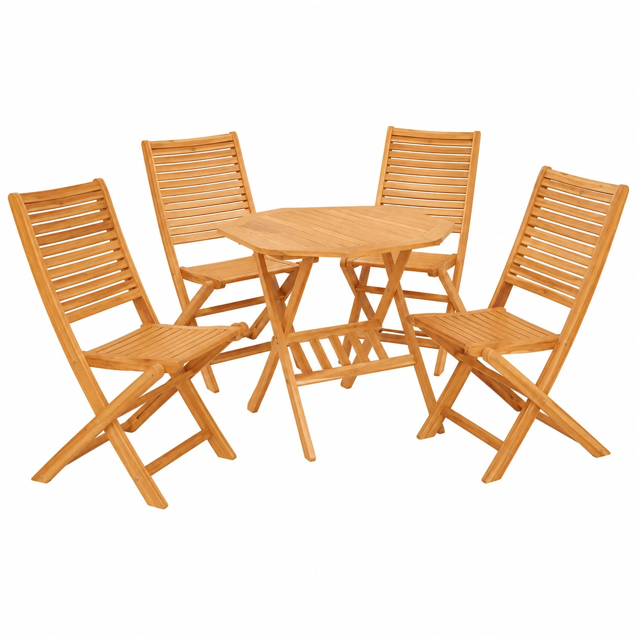 Ensemble de Repas Extérieur 5 Pièces en Bois Marron