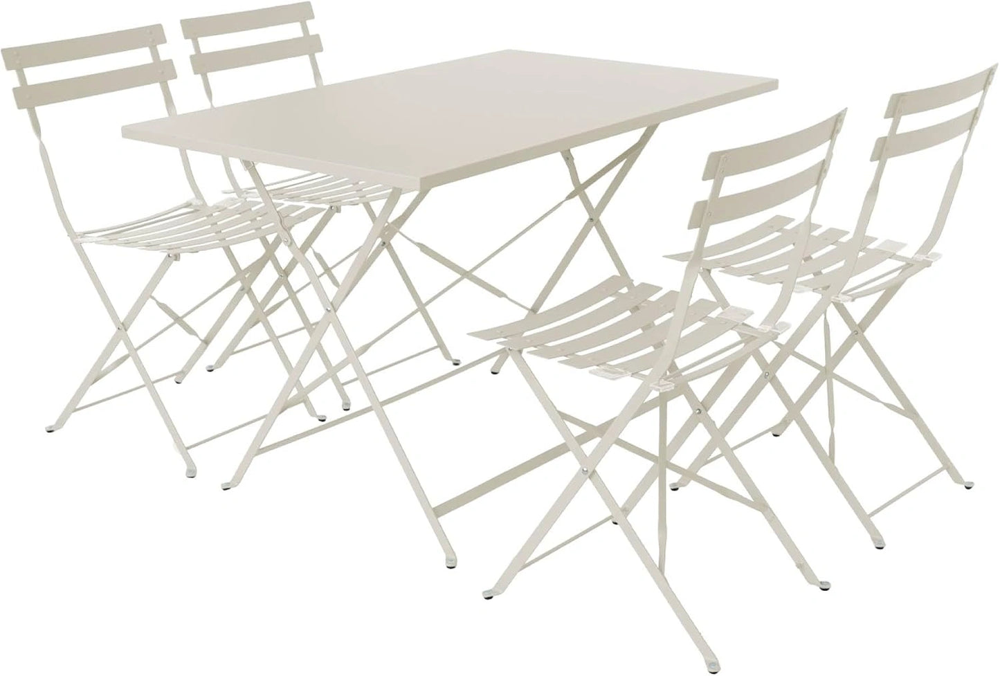 Ensemble Bistro de Jardin en M¨¦tal Pliable avec 4 Chaises, 110 x 70 cm