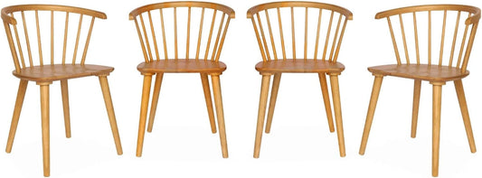 Ensemble de 4 Chaises en Bois Naturel avec Dossier ¨¤ Barreaux - Mod¨¨le Paula, L 51 x P 53 x H 75 cm