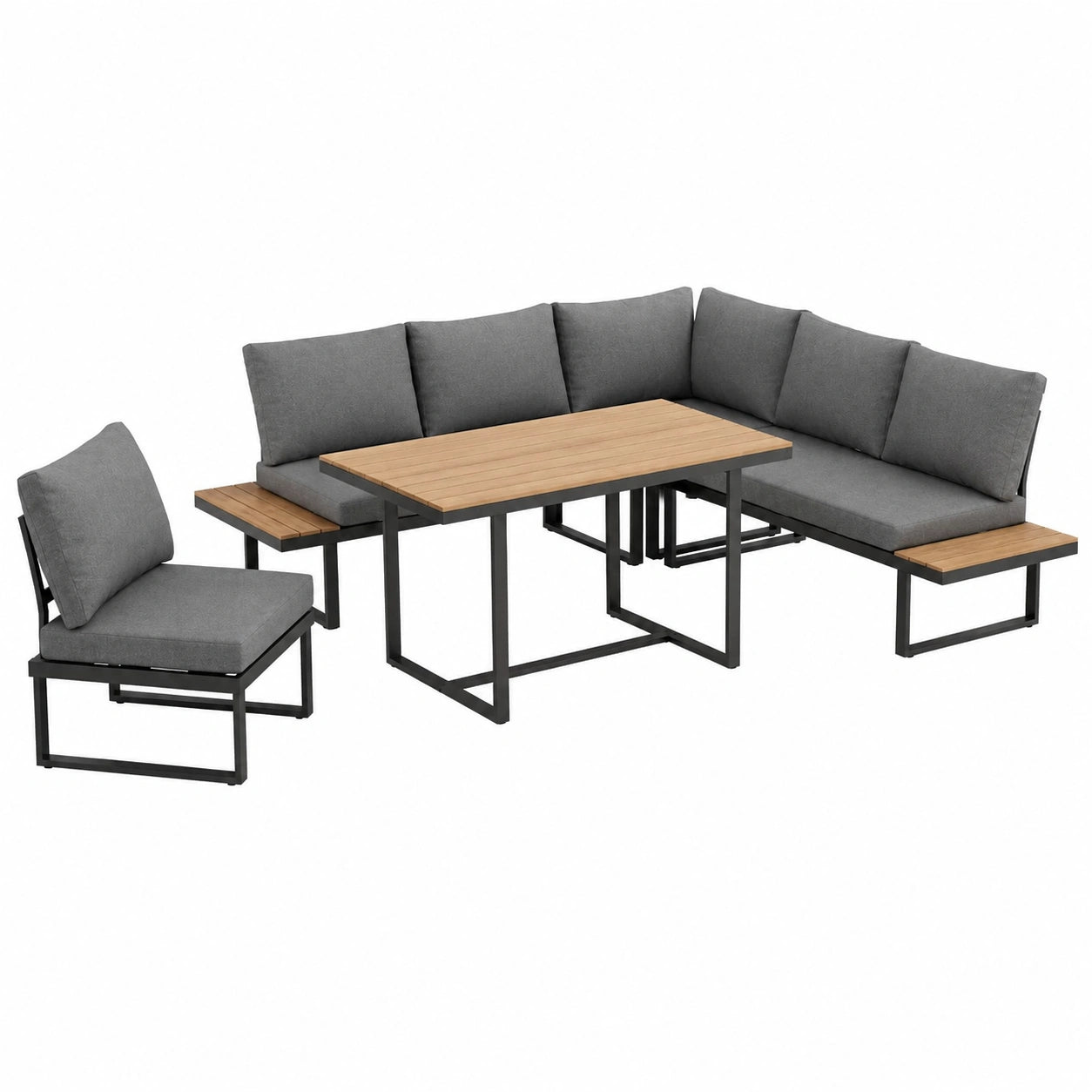 Ensemble de jardin modulable avec table effet bois