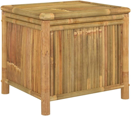 Coffre de Rangement Bambou 60x52x55 cm avec Poche, Banc de Jardin Ventil¨¦ pour Balcon et Terrasse