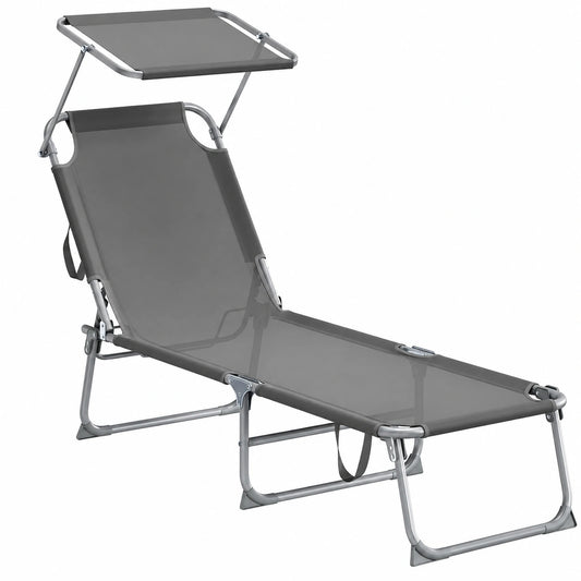 Chaises Longues Pliantes avec Pare-Soleil Réglable pour Jardin
