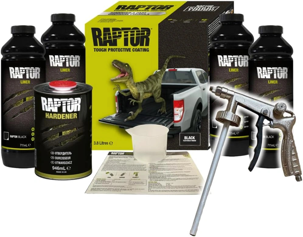 Kit de Rev¨ºtement U-POL RAPTOR avec Pistolet - 4 Bouteilles Noires