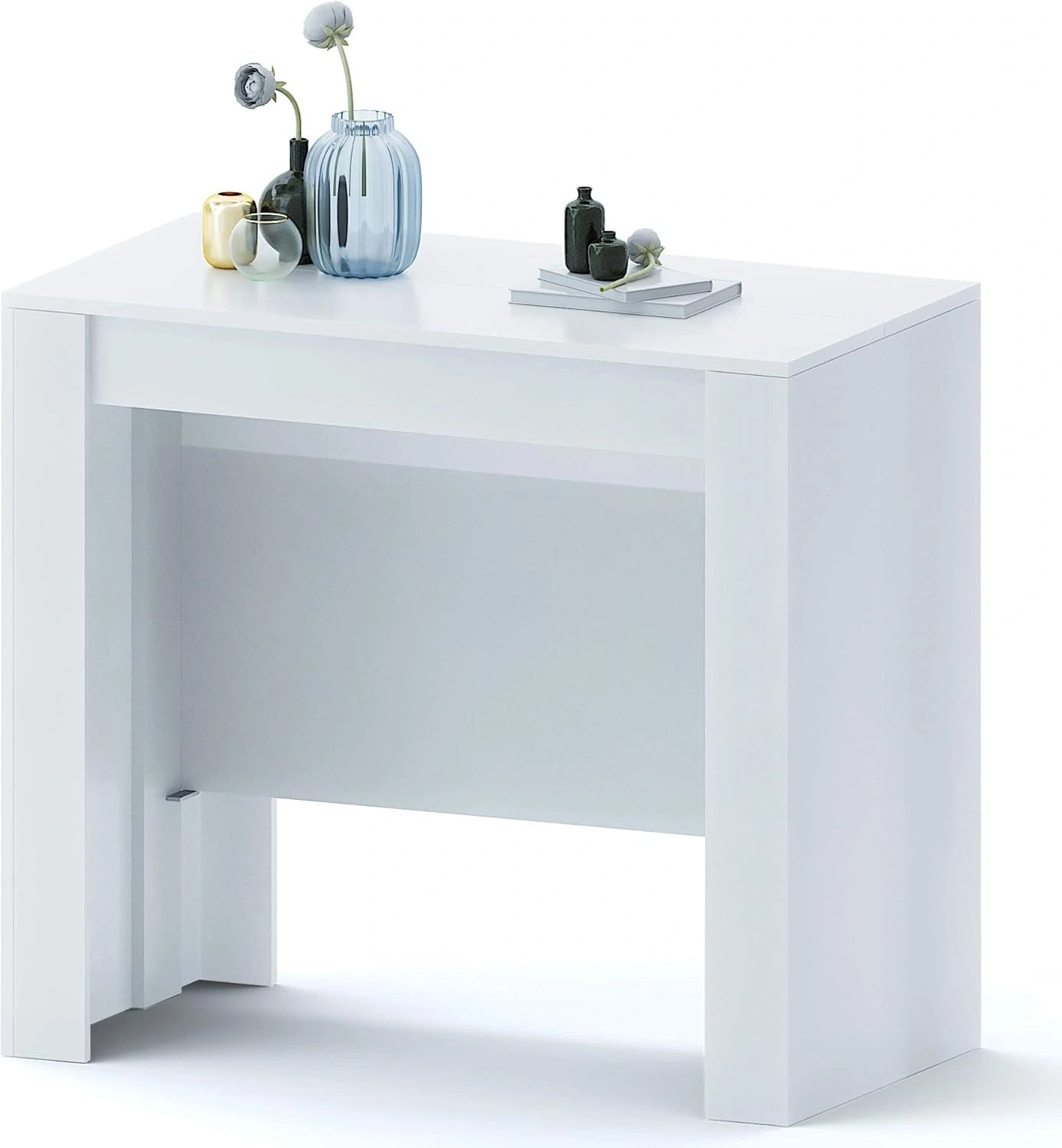 Table Consolide Clarissa Extensible, Moderne et ¨¦l¨¦gante, 10 Personnes, 2,37 m, Pour Maison et Bureau, Blanc Brillant