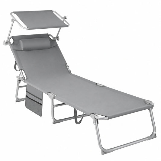 Chaise Longue Pliable pour Jardin avec Pare-Soleil et Appuie-tête
