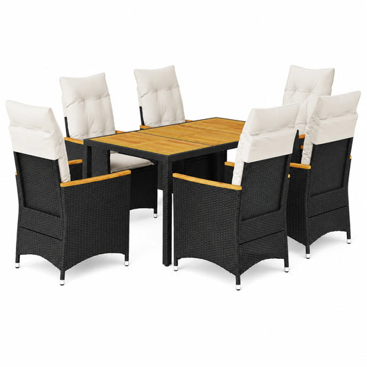 Ensemble de Salle à Manger Extérieur 7 Pièces avec Coussins