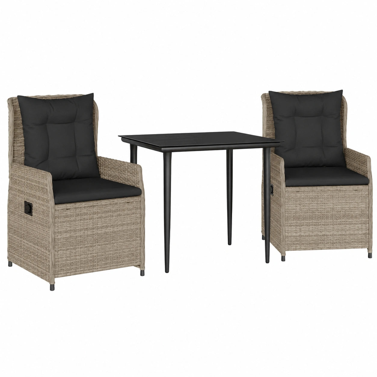 Ensemble de repas extérieur 2 personnes avec chaises et table en rotin