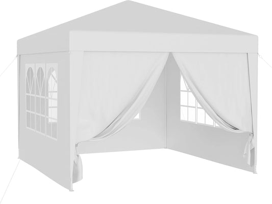 Pavillon de Jardin 3x3 m Blanc, Anti-UV 50+, C?t¨¦s Amovibles, Id¨¦al pour R¨¦ceptions
