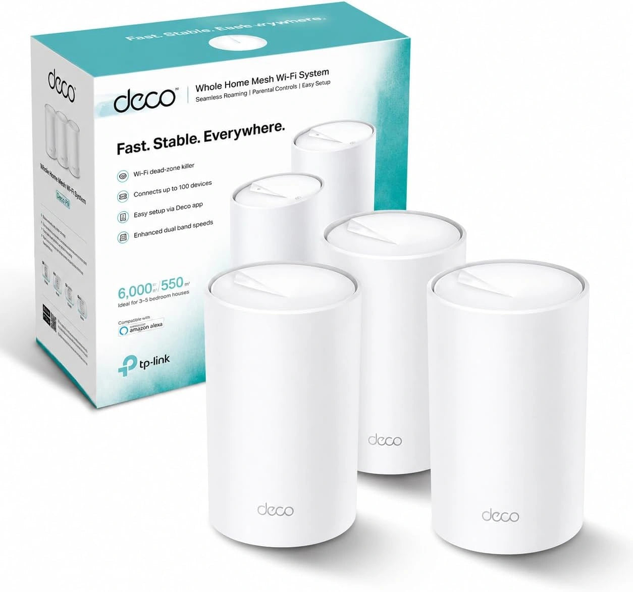 TP-Link Deco P9 (Pack de 3) R¨¦seau WiFi Mesh Hybride avec CPL 1000 Mbps - Parental contr?le - Ports Ethernet Gigabit - Parfait pour grandes maisons avec murs en b¨¦ton
